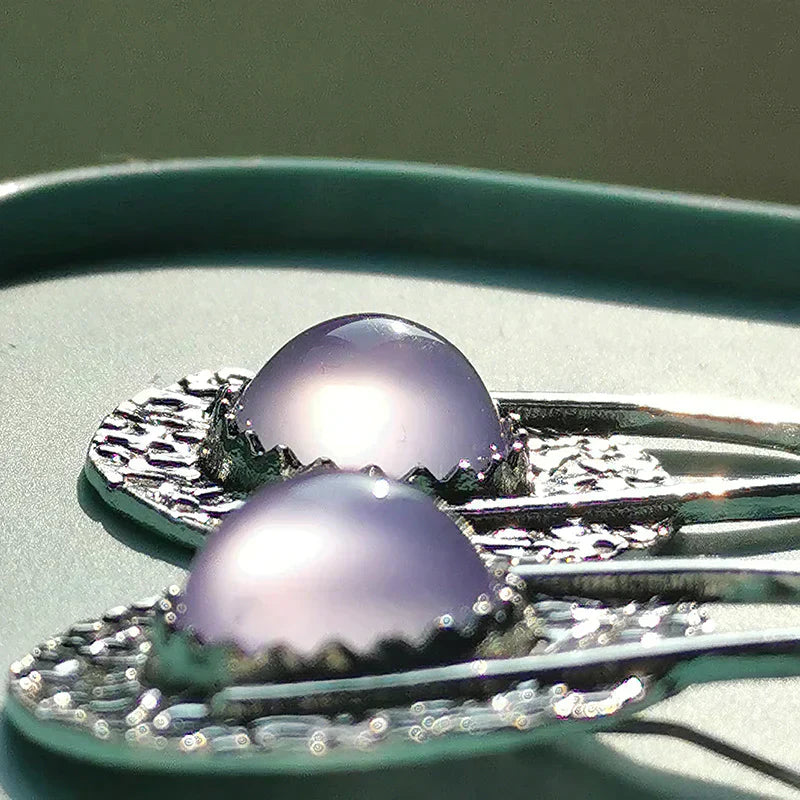 Exquisitas Aretes Boho con piedras preciosas moradas de plata esterlina de alta calidad