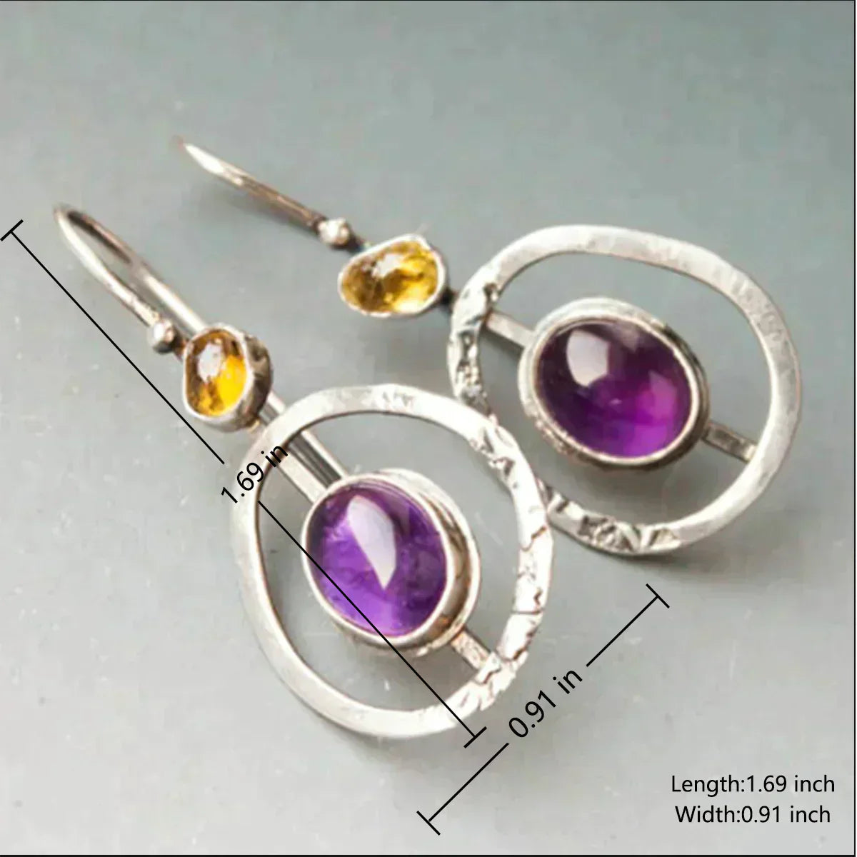 Pendientes de cristal Saturno Boho elegantes en diseño plateado noble