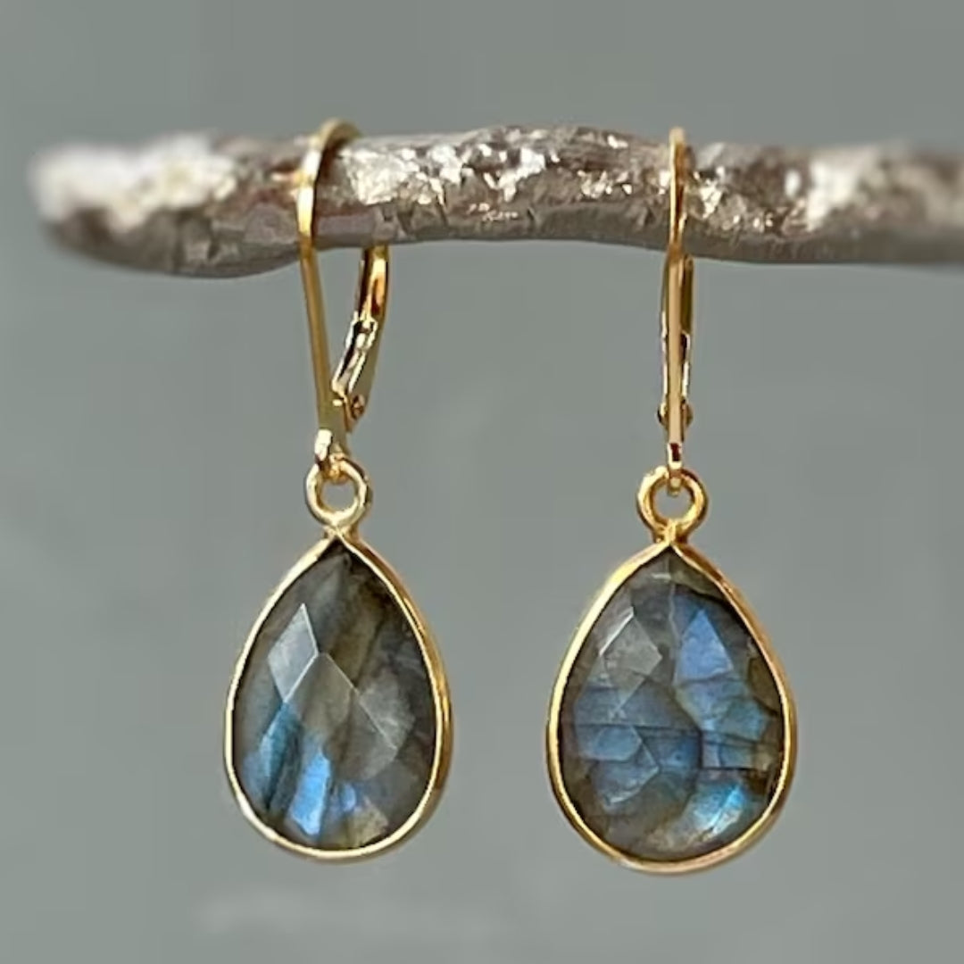 Pendientes Vintage Elegantes con Gotas de Cristal Azul Brillante
