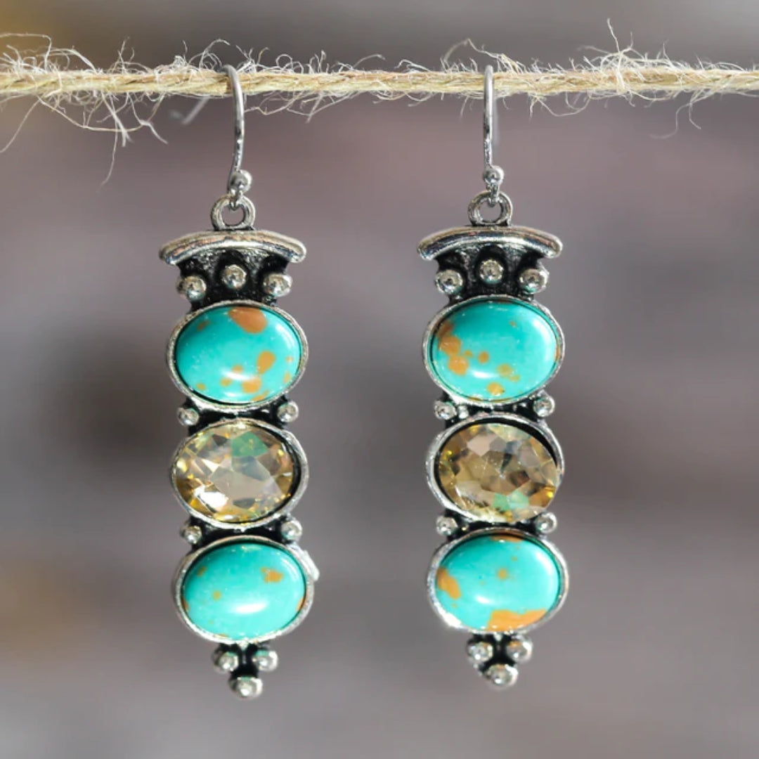 Pendientes Vintage Elegantes en Turquesa con Diseño de Colgante