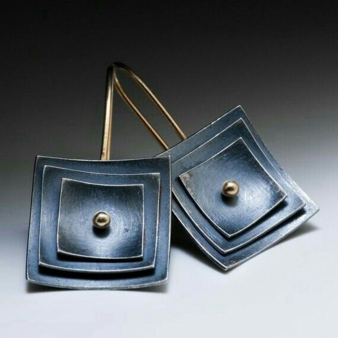 Pendientes Vintage Estilosos en Azul – Diseño Cuadrado Único