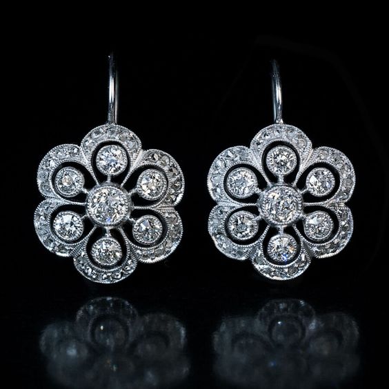 Pendientes de plata esterlina elegantes con diseño de cristal mandala vintage