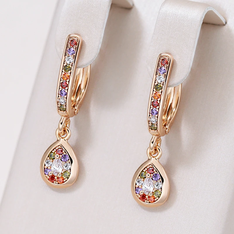 Pendientes de gota de circonitas multicolores fascinantes