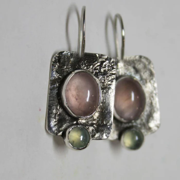 Pendientes vintage elegantes de plata de ley con cristal brillante