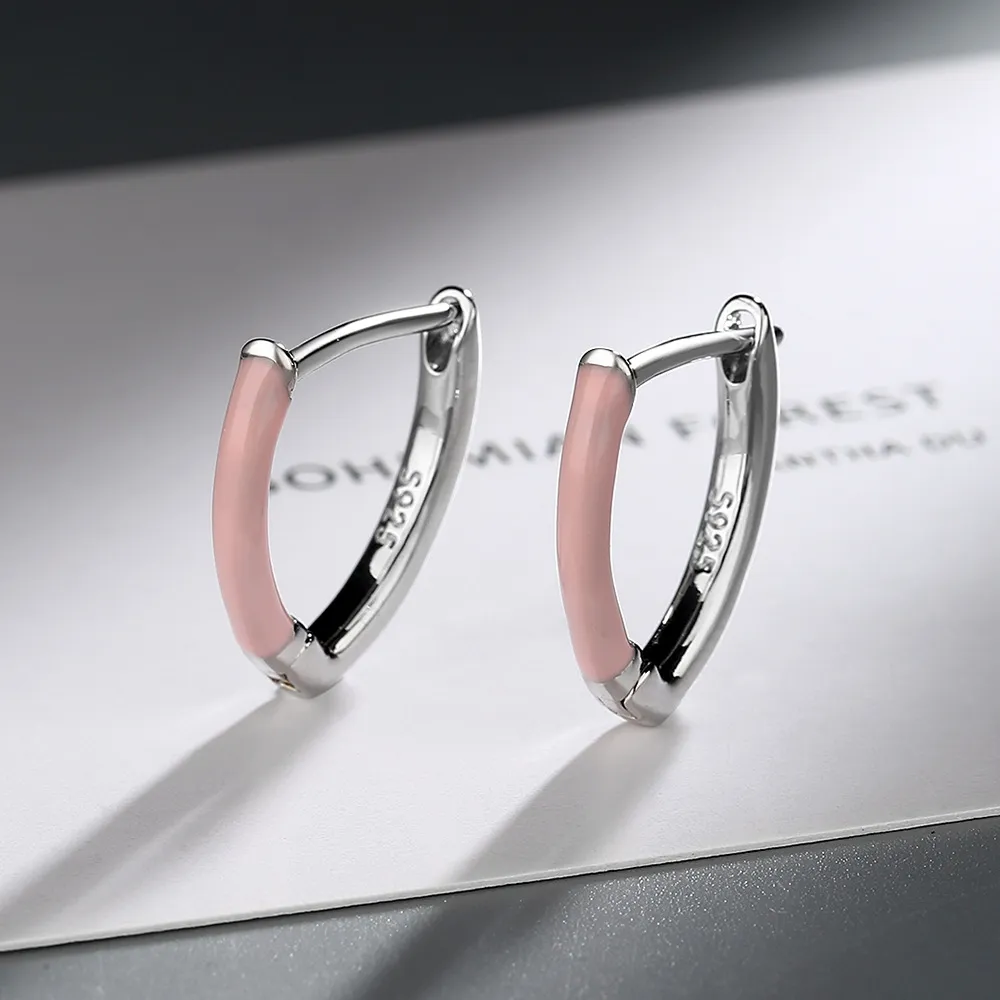 Aretes rosas elegantes de plata de alta calidad