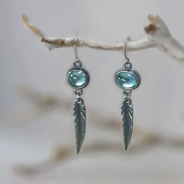 Pendientes colgantes vintage elegantes con cristales azules