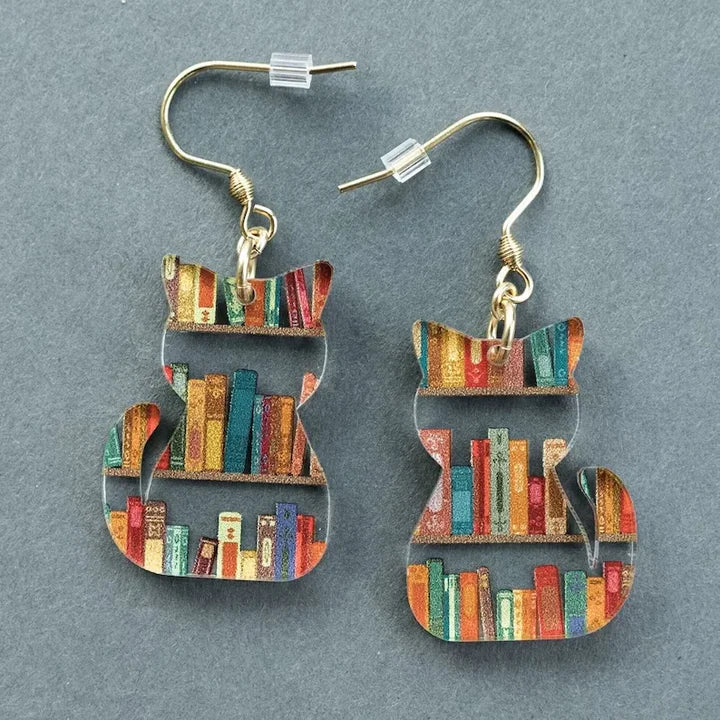 Pendientes de Gato Multicolor Artísticos Vintage
