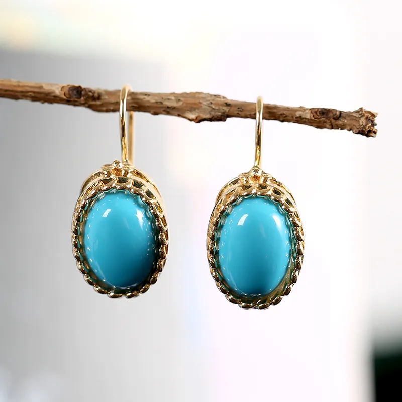 Pendientes Vintage Elegantes en Azul y Oro