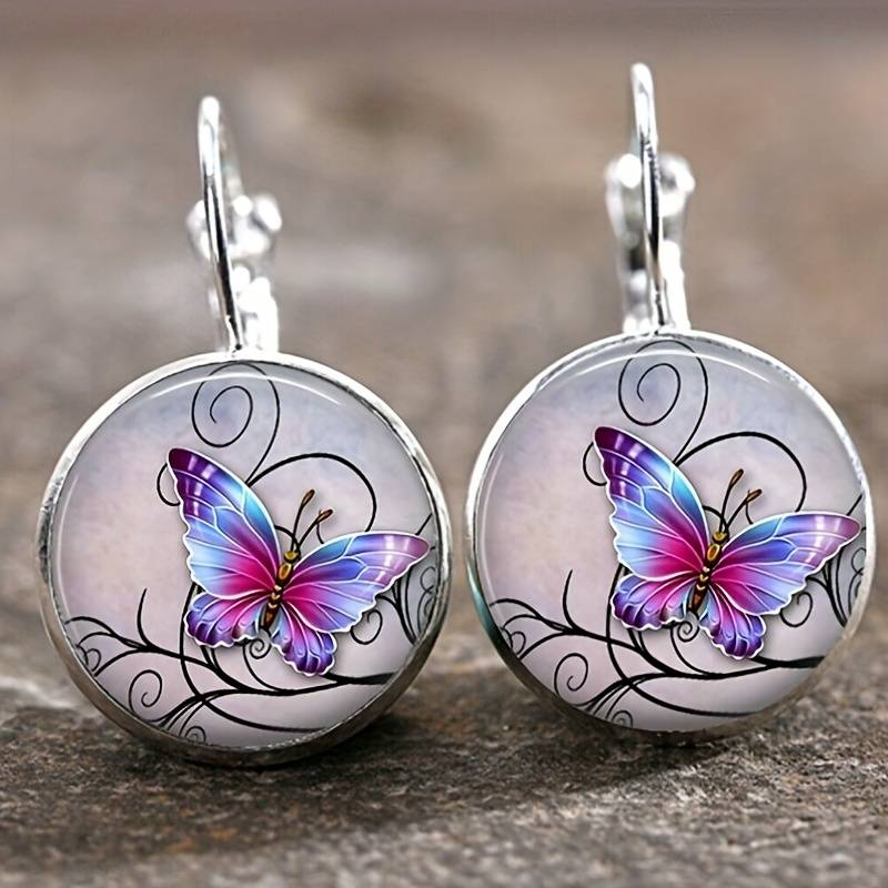 Pendientes de mariposa de cristal vintage elegantes