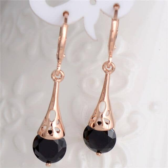Pendientes colgantes vintage elegantes negros