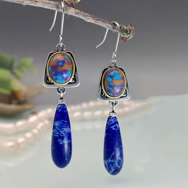 Elegantes Vintage-Blaue Silberohrringe für einen Hauch von Glamour