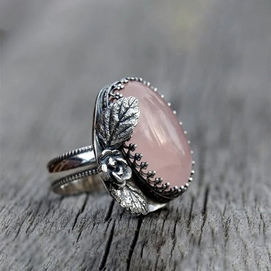 Anillo de cristal rosa vintage inspirado