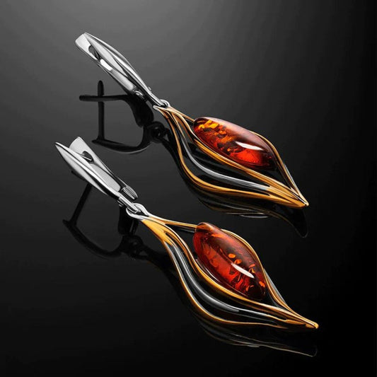 Pendientes colgantes de plata brillantes con forma de fuego