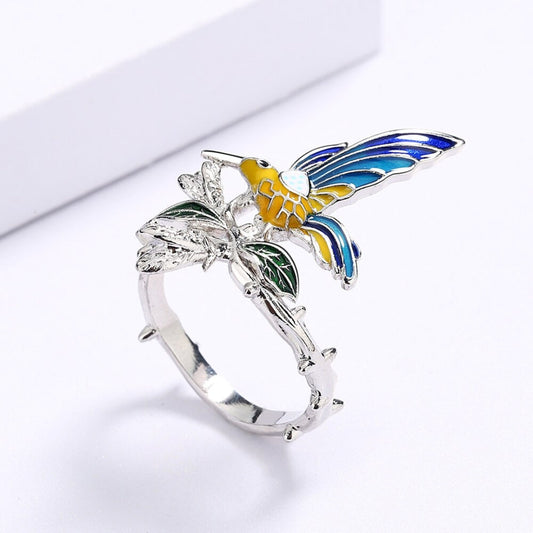 Anillo de plata con diseño de pájaro hecho a mano - Una pieza artesanal única