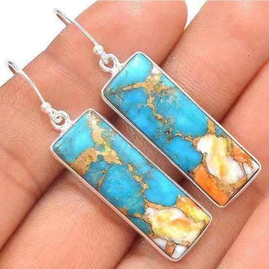 Pendientes de piedra natural vintage elegantes en azul