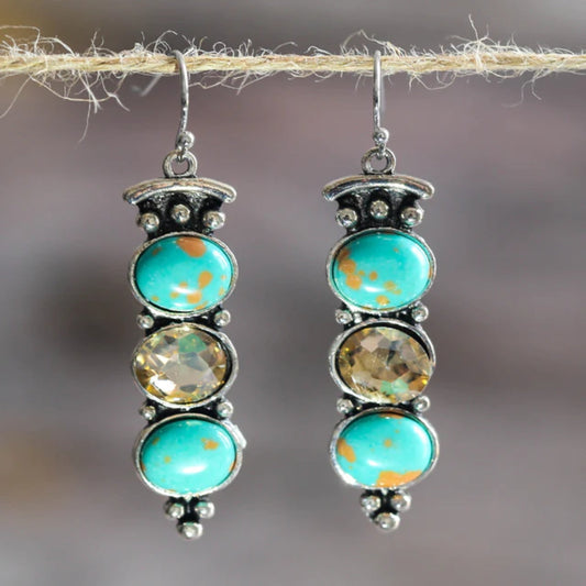 Pendientes Vintage Elegantes en Turquesa con Diseño de Colgante