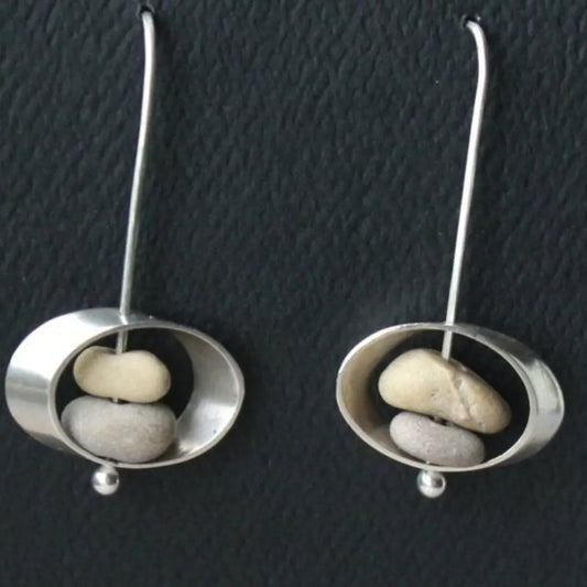 Pendientes vintage elegantes de piedra preciosa y plata fina