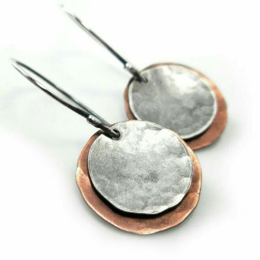Pendientes Vintage Elegantes con aspecto de Plata y Bronce