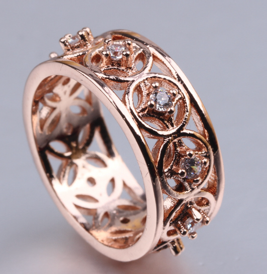 Anillo vintage elegante de oro rosado de Heller