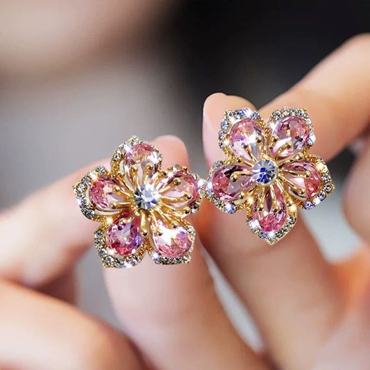 Pendientes de circonitas de colores en plata de ley de alta calidad