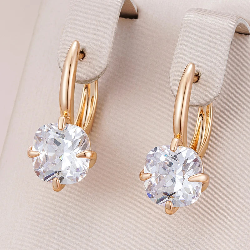 Elegantes Pendientes de Cristal Dorados Redondos