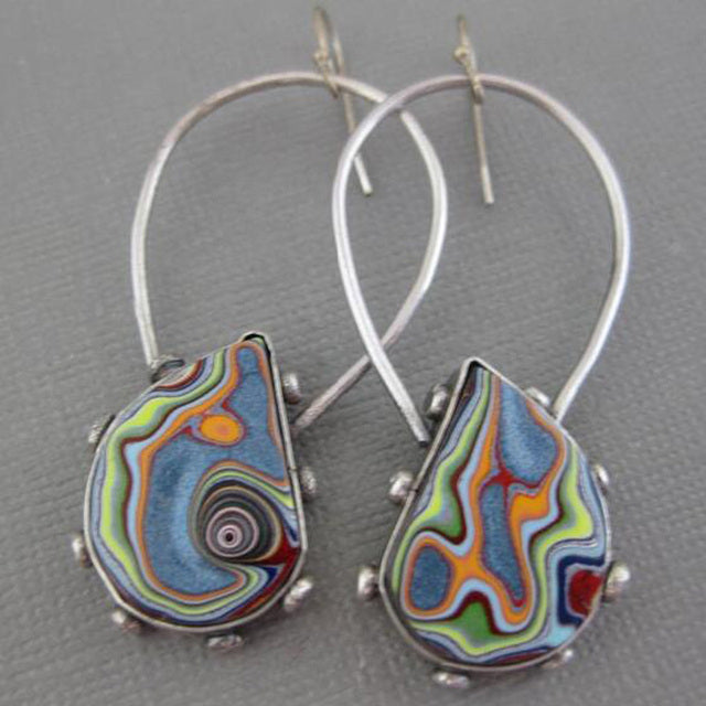Pendientes de plata multicolores vintage encantadores