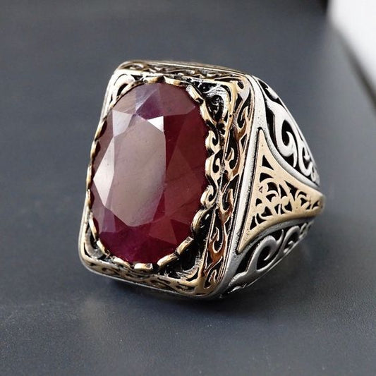 Anillo de sello turco rojo vintage - Un toque de elegancia
