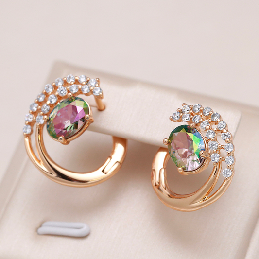 Pendientes en espiral coloridos y brillantes de cristal