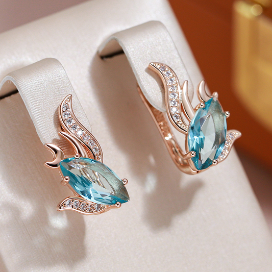 Exquisitos pendientes con brillantes cristales de turquesa