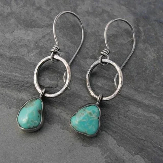 Pendientes de plata vintage con piedra de turquesa - Un toque de elegancia
