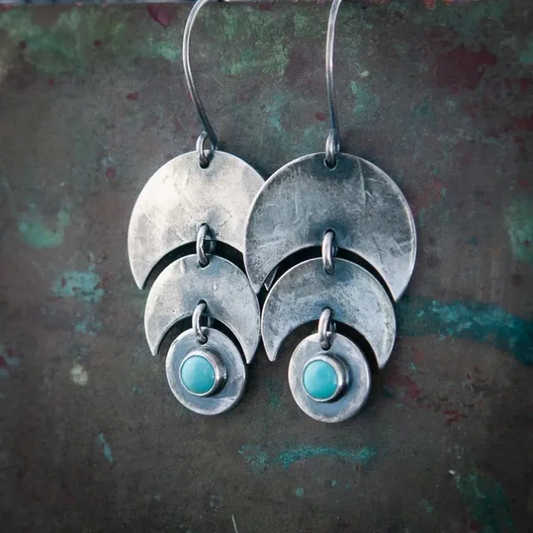 Pendientes Plateados Elegantes en Diseño Vintage Turquesa