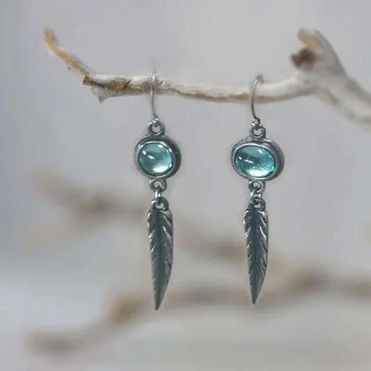 Pendientes colgantes vintage elegantes con cristales azules