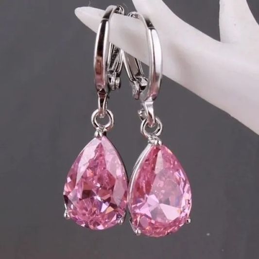 Pendientes de cristal rosa glamorosos