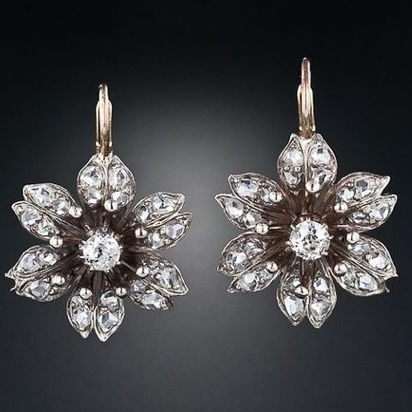 Pendientes de Cristal Vintage Elegantes en Forma de Flor