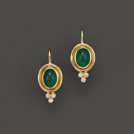Pendientes Vintage Clásicos en Oro con Piedra Verde - Un Toque de Elegancia