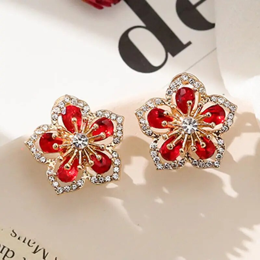 Pendientes de cristal rojo brillante para elegancia y brillo