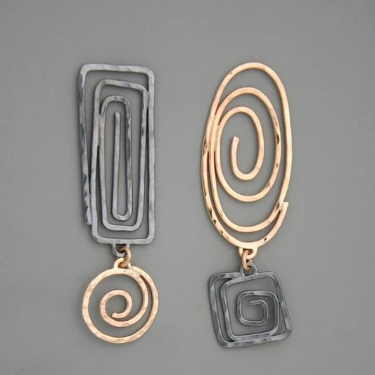 Pendientes espirales vintage elegantes en lujoso oro y plata