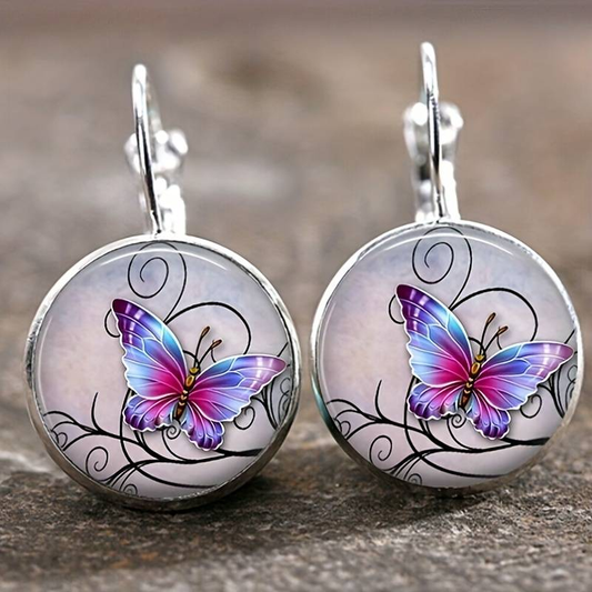 Pendientes de mariposa de cristal vintage elegantes