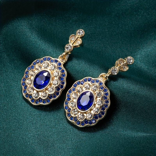 Pendientes Mandala de Cristal Azul Vintage Encantadores