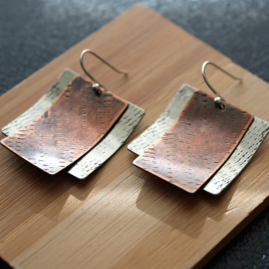 Pendientes Cuadrados de Bronce Vintage Elegantes