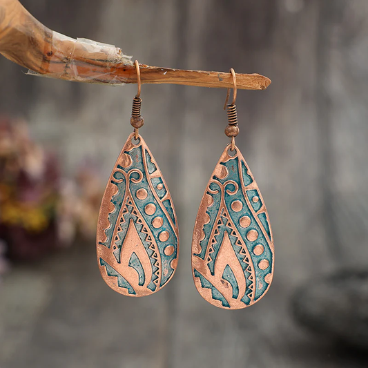 Pendientes Colgantes de Bronce Vintage Elegantes en Diseño de Gota