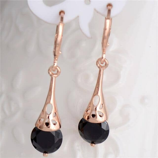 Pendientes colgantes vintage elegantes negros