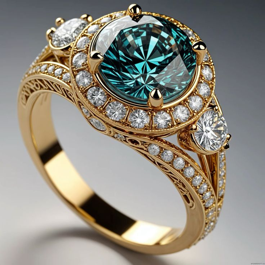Anillo inspirador vintage con resplandeciente cristal azul