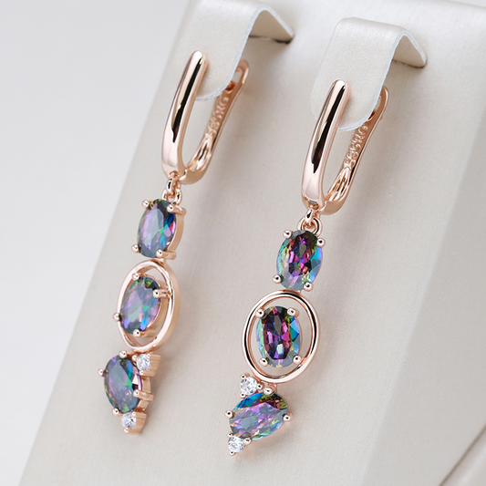 Pendientes Funky de Oro con Cristales Multicolores Brillantes